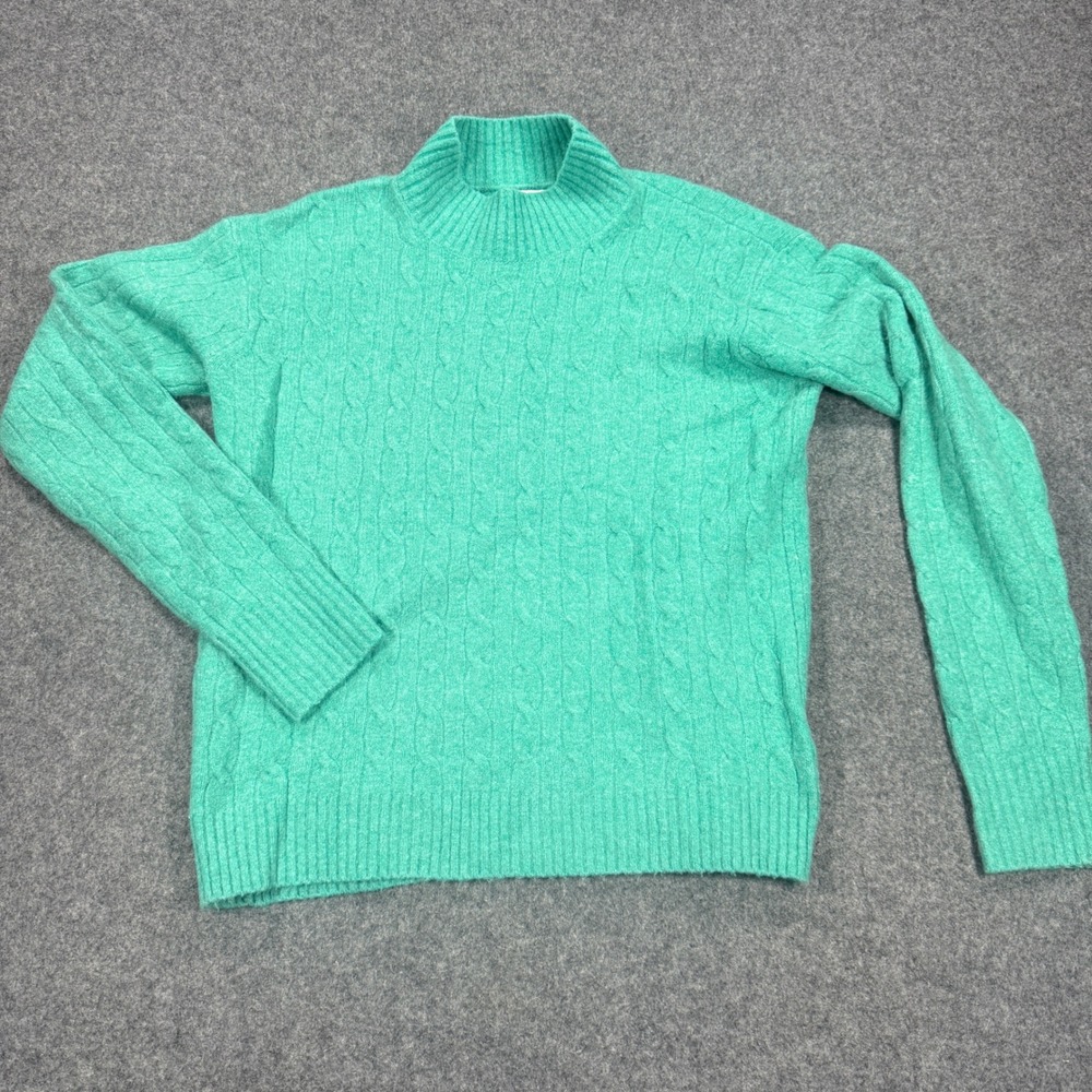 J.Crew Extra-Soft Cable Knit Mock Neck Sweater Green XS